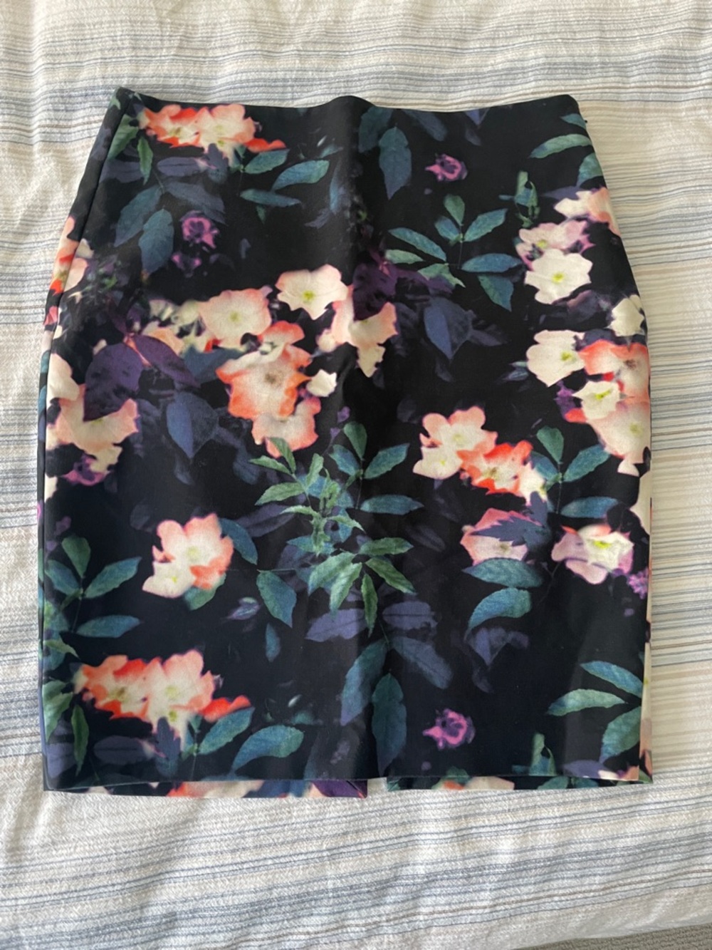 RW&CO. Black Floral Pencil Skirt with White, Pink & Green Blooms